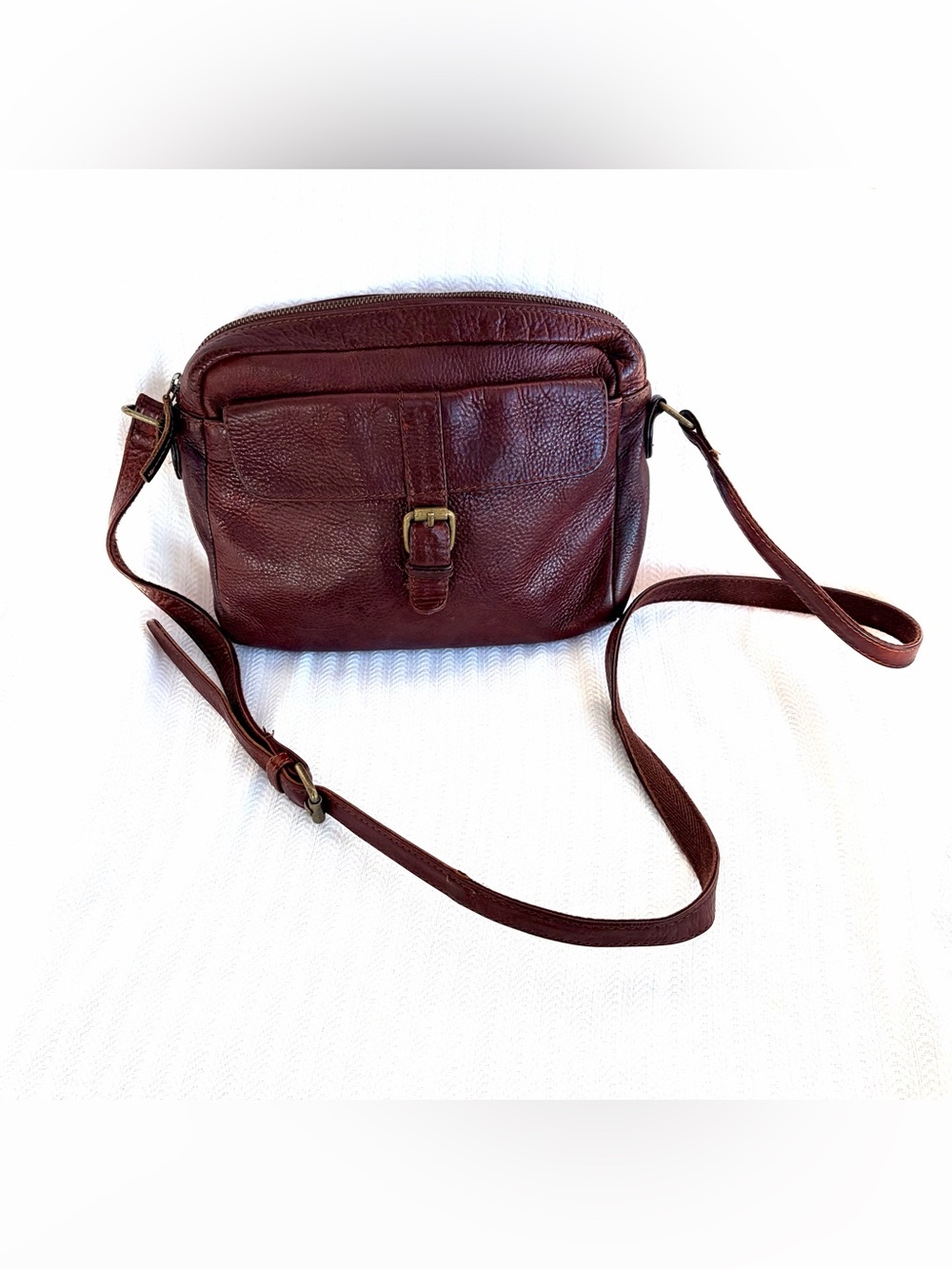 Fat Face Leather Crossbody Bag in Deep Burgundy - Camera Bag, British Fashion